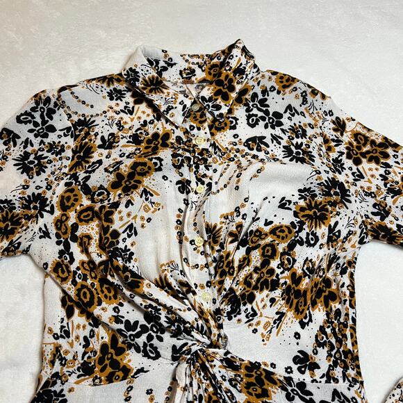 Free People Tough Love Floral Print Midi Shirt Dress Size 0 Lightweight **FLAW** - Picture 7 of 14